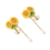 Juicy Grape original design enamel sunflower flowers bee earrings female ear clips Mori girl earrings - Image 5