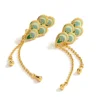 Juicy Grape new Chinese earrings peacock plume long tassel earrings female ear clip enamel earrings female gift - Image 2