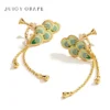 Juicy Grape new Chinese earrings peacock plume long tassel earrings female ear clip enamel earrings female gift